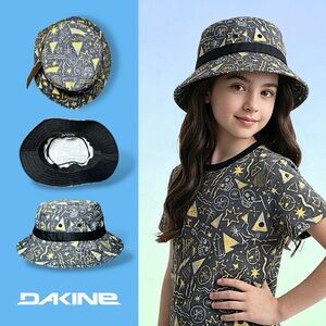 DaKine Big Kids Beach Bum Graphics Yellow Grey Black Bucket Hat Sz OS